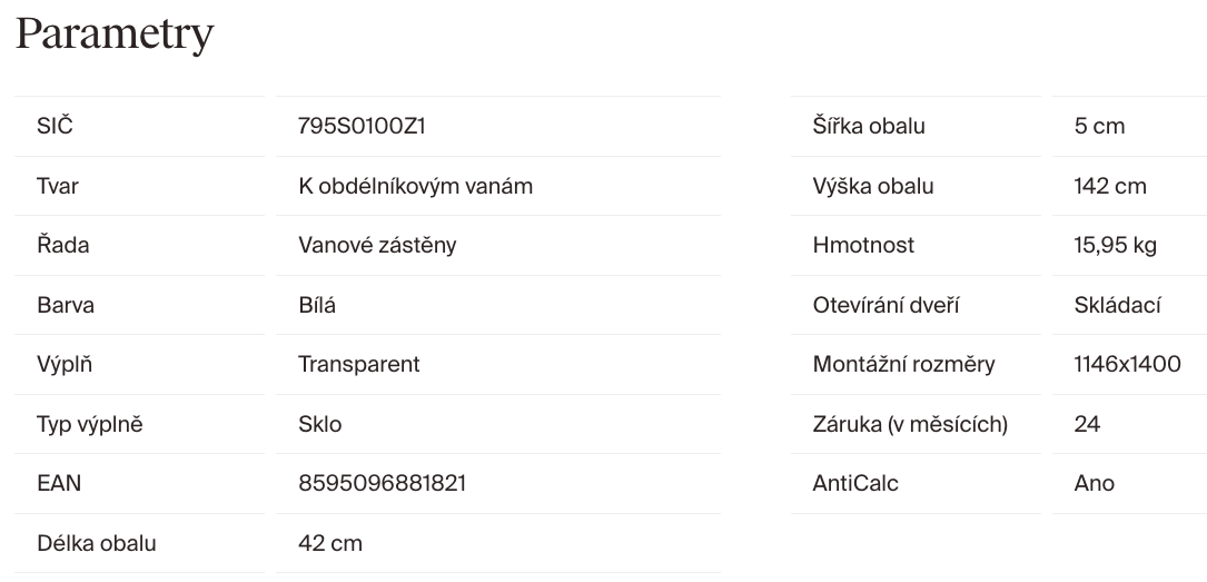 ravak-vs3-115x140-parametry